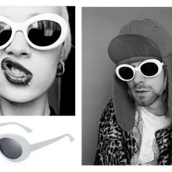 Tomfoolery Vintage Nirvana Kurt Cobain Sunglasses Round Clout Mens Ladies White Costume Accessories