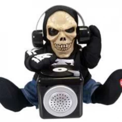 Unbranded Animated Rocking DJ Skeleton With Headphones & CD Halloween Decoration Prop Halloween Props/Decoration