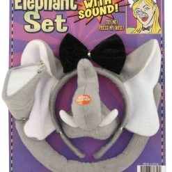 Tomfoolery Elephant Animal 4Pce Costume Set With Sound Effects Headband Tail Bow Tie Nose Costume Accessories