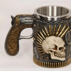 MAL 14cm Skull Gun Handle Beer Stein Halloween Mancave Home Decor Halloween Props/Decoration