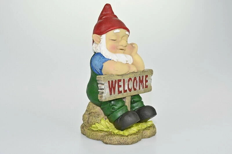 MALMAR 23cm SLEEPY GNOME WELCOME SIGN Ornaments Statues Figurine Garden Decoration Gift 2 MALMAR 23cm SLEEPY GNOME WELCOME SIGN Ornaments Statues Figurine Garden Decoration Gift