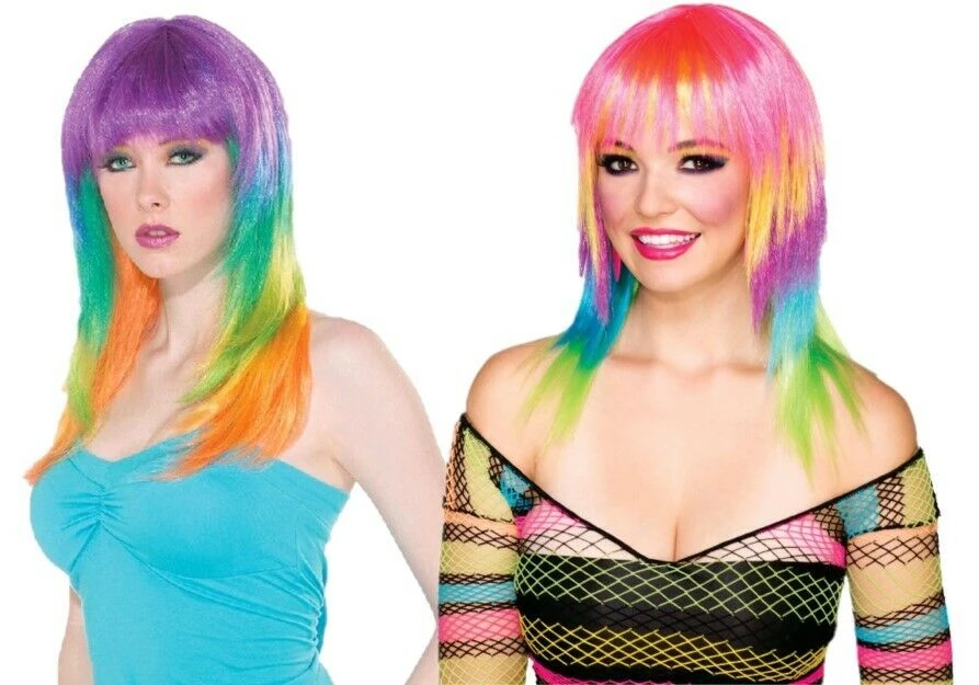 Rubie's Club Candy 80s Neon Rainbow Ladies Wig 1 Rubie's Club Candy 80s Neon Rainbow Ladies Wig