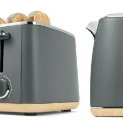 Kmart Grey Toaster 4 Slice & Cordless 1.7L Kettle Stainless Steel Electric Kitchen Set