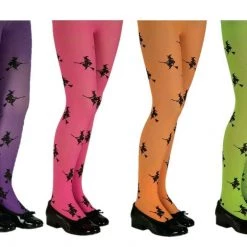Rubie's Costume Accessories Glitter Witch Green Orange Pink Purple Size Small Girls Tights Costume Stockings