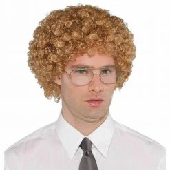 Amscan Wigs 70s Nerd Geek Permed Wig And Glasses Mens Costume Kit