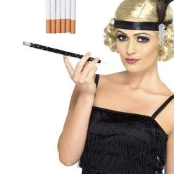 Smiffys 1920s Flapper Black Sequinned Sequin Glitzy Cigarette Holder 6Pk Fake Cigarettes Costume Accessories 10 Smiffys 1920s Flapper Black Sequinned Sequin Glitzy Cigarette Holder 6Pk Fake Cigarettes Costume Accessories