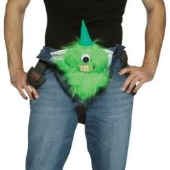 Morris One-Eyed Furry Green Monster Codpiece Belt Mens Costume Accessory