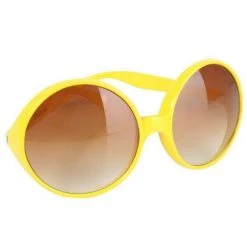Tomfoolery Costume Accessories Hippy 70s Yellow Glasses Brown Lenses Ladies Sunglasses