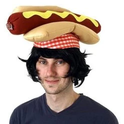 Tomfoolery Hot Dog Hat Bread Bun With Mustard And Sausage Costume Hat