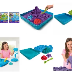 ABT Home & Garden Kinetic Sand Magical Sandcastle Set Sandbox Tray 3 Moulds & Tools
