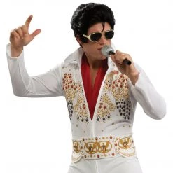 Rubies/Smiffys/Dr.Toms Elvis Presley Microphone Scarf Shades Headpiece Wig Mens Costume Accessory