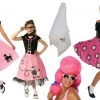 Rubie's 50s Bopper Poodle Skirt Dress Girls Ladies Costume Pink Wig And Scarf Costumes