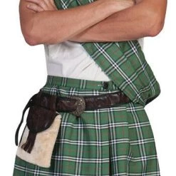 Morris Highlander Plaid Kilt Scottish Men's Adult Costume Pom Pom Hat Fancy Dress
