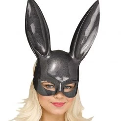 Morris Easter Bunny Ears Rabbit Face Mask Rainbow Black Glittery Costume Accessory Costume Accessories
