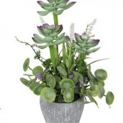 MAL 31cm Potted Artificial Coloured Flowers Foilage Flowering Plant Stone Plant Pot