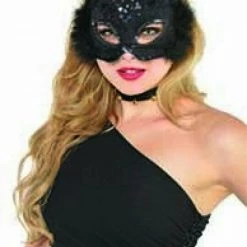 Balloon Agencies Black Fancy Cat Marabou Ladies Masquerade Mask Costume Accessories