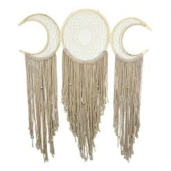 MAL New 1pce 120cm Triple Moon Cycle Dream Catcher Rattan Macrame Design Boho Home & Garden