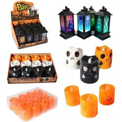 Unbranded Halloween Props/Decoration Halloween Skull Orange LED Candle Colour Changing Lamp Halloween Decoration