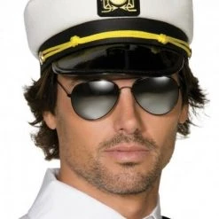 Tomfoolery Costume Accessories Admiral Sea Sailor Captain Hat Skipper Costume Cap Navy Or White