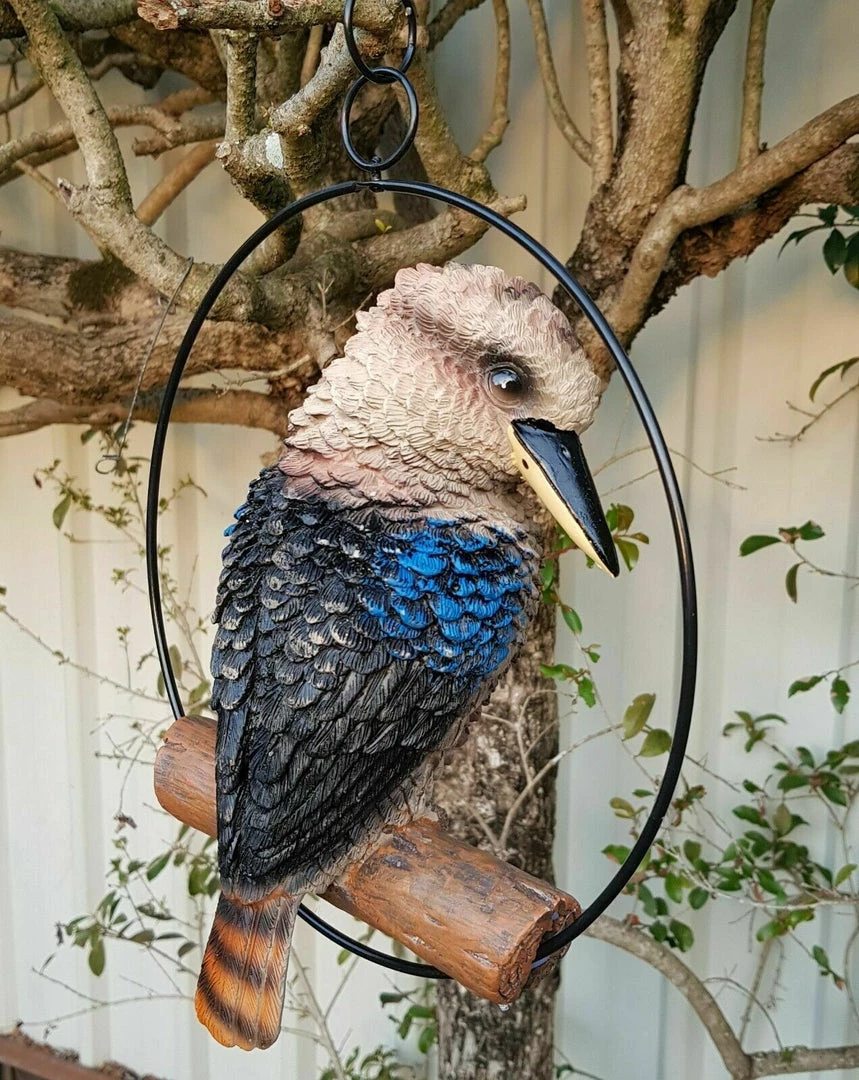 MALMAR 25cm Realistic Kookaburra Bird In Hanging Ring Australian Native Garden Ornament Home & Garden 4 MALMAR 25cm Realistic Kookaburra Bird In Hanging Ring Australian Native Garden Ornament Home & Garden