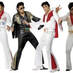 Rubies/Smiffys/Dr.Toms Costumes 70s American Eagle Elvis Presley Black Gold White Suit Mens Costume