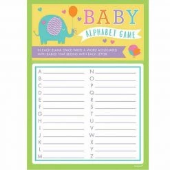 Balloon Agencies BABY SHOWER GAME 24 SHEETS Baby Alphabet A TO Z Fun Activity Game