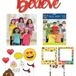 Balloon Agencies Emoji Epic Selfie Party Celebration Believe Glittered Sign Photo Prop Kit
