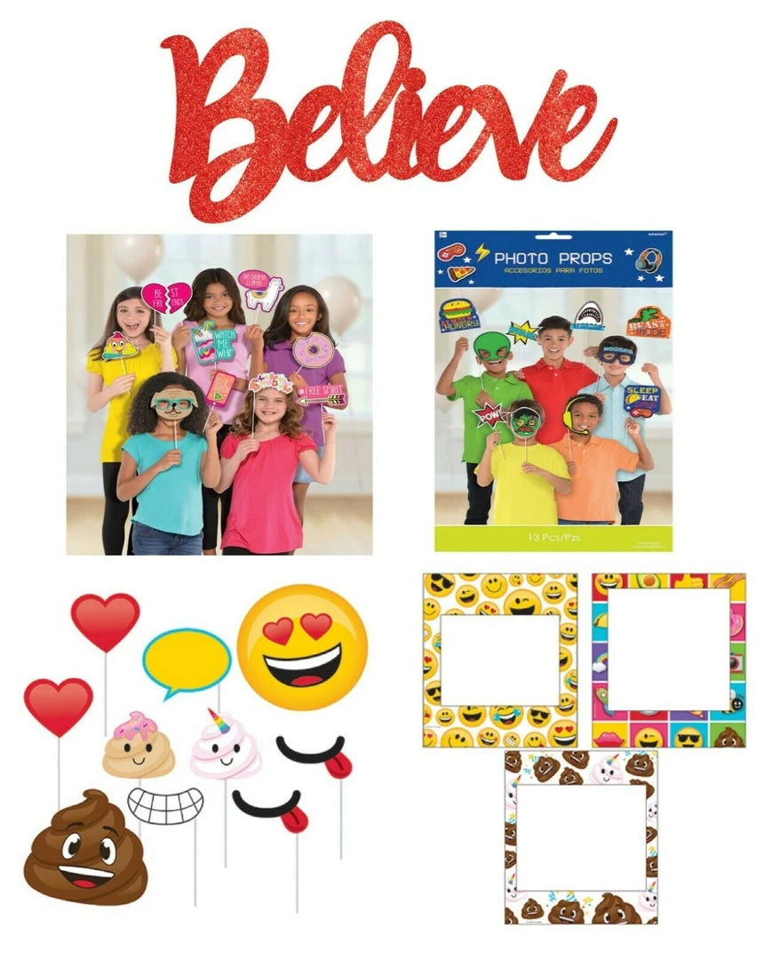 Balloon Agencies Emoji Epic Selfie Party Celebration Believe Glittered Sign Photo Prop Kit 1 Balloon Agencies Emoji Epic Selfie Party Celebration Believe Glittered Sign Photo Prop Kit