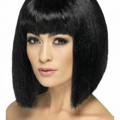 Smiffy's Wigs Black Coquette Bob Costume Short Wig With Fringe Celebrity Flapper Pop Star
