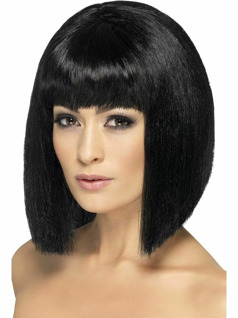 Smiffy's Wigs Black Coquette Bob Costume Short Wig With Fringe Celebrity Flapper Pop Star 1 Smiffy's Wigs Black Coquette Bob Costume Short Wig With Fringe Celebrity Flapper Pop Star