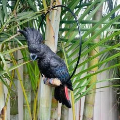 MALMAR Australian Native Black Cockatoo In Ring Native Bird Garden Hanging Ornament 34c