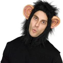 Sweidas Man Or Beast Chimp Hood With PVC Ears Adults Costume Mask Halloween Costume Accessories