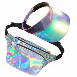 Sweidas Costume Accessories 80's Galaxy Holographic Bum Bag & Visor Set Costume Accessory
