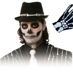 Rubie's Skeleton Fedora Hat Gloves Suspenders Braces Halloween Costume Accessory Costume Accessories
