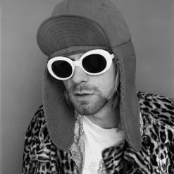 Tomfoolery Vintage Nirvana Kurt Cobain Sunglasses Round Clout Mens Ladies White Costume Accessories