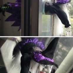 Unbranded 3D Flying Ugly Witch Window Crasher Halloween Decoration Prop 35cm Long Halloween Props/Decoration