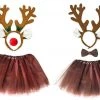JD Party Christmas Costumes/Decorations Christmas Rudolph The Red Nose Reindeer Ladies Kids Costume Set