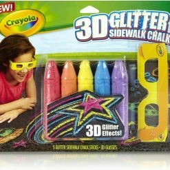 Home & Garden 6PC Crayola 3D Glitter Sidewalk Chalk Bright Colours With 3D Glasses