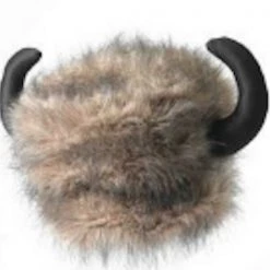 Sweidas Water Buffalo Faux Fur Hat Brown & Black Horns Deluxe Costume Hat