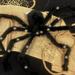 Sweidas Halloween Props/Decoration 70cm With Dozens Of LED Lights Large Black Spider Halloween Decoratiopn Prop