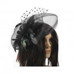 JD Party Costume Accessories Fascinator With Feather And Veil Party Wedding Headpiece