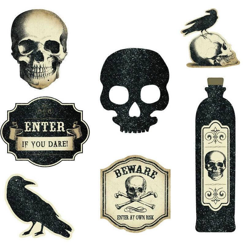 Balloon Agencies Boneyard Glitter Paper Cutouts Pack Of 9 Halloween Decoration 1 Balloon Agencies Boneyard Glitter Paper Cutouts Pack Of 9 Halloween Decoration