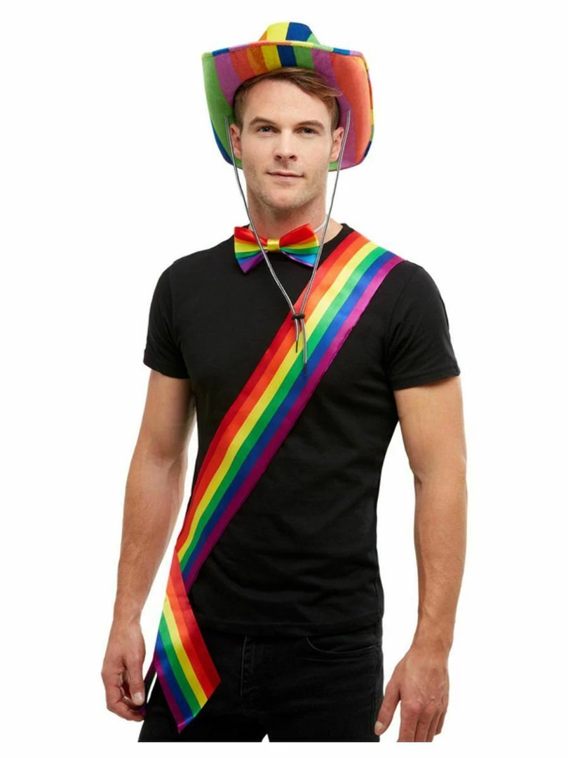 Smiffys Costume Accessories Pride Rainbow Hat Sash Tie Costume Accessory 1 Smiffys Costume Accessories Pride Rainbow Hat Sash Tie Costume Accessory