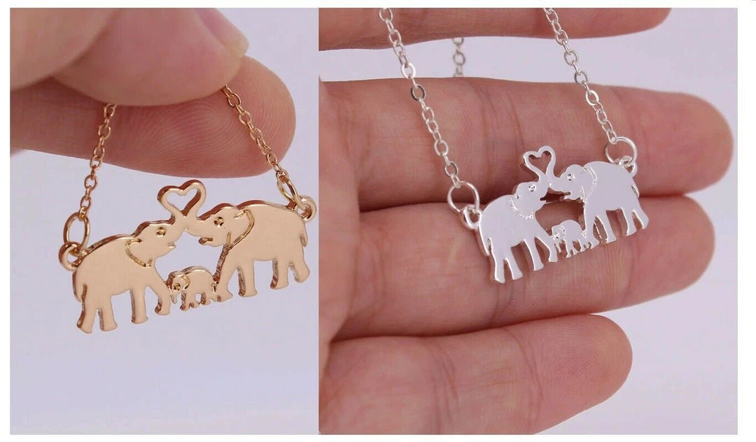 AliExpress Fashion Jewelry Gold Silver Family Elephant Pendant Necklace 1 AliExpress Fashion Jewelry Gold Silver Family Elephant Pendant Necklace
