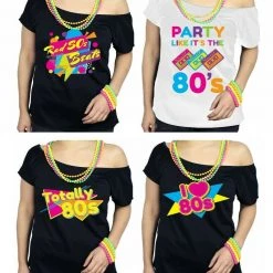 JD Party Costumes Book Week Sexy Women I Love The 80's Top T-Shirt 1980s Adult Fancy Dress Costume