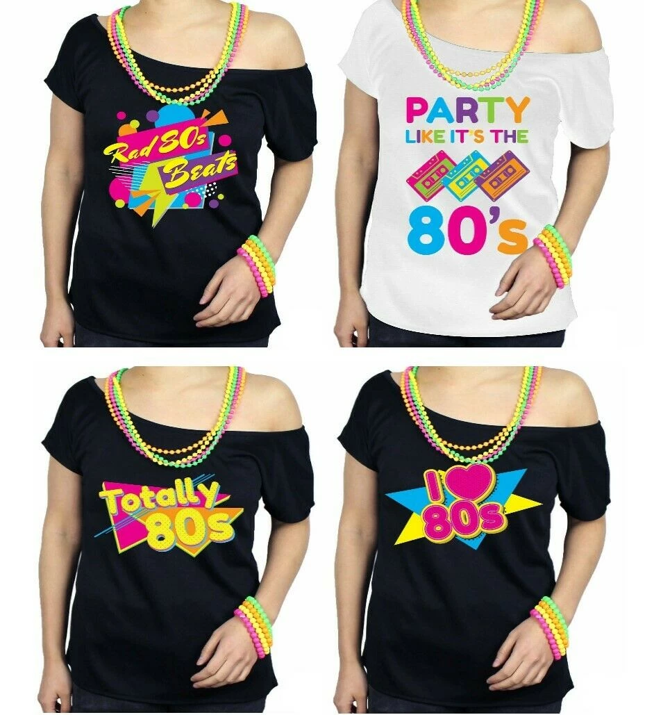 JD Party Costumes Book Week Sexy Women I Love The 80's Top T-Shirt 1980s Adult Fancy Dress Costume 1 JD Party Costumes Book Week Sexy Women I Love The 80's Top T-Shirt 1980s Adult Fancy Dress Costume