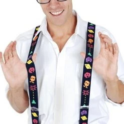 Tomfoolery Costume Accessories Alien Space Invaders Atari 80s Suspender Braces Geek Costume Braces