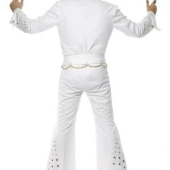 Rubies/Smiffys/Dr.Toms Costumes 70s American Eagle Elvis Presley Black Gold White Suit Mens Costume