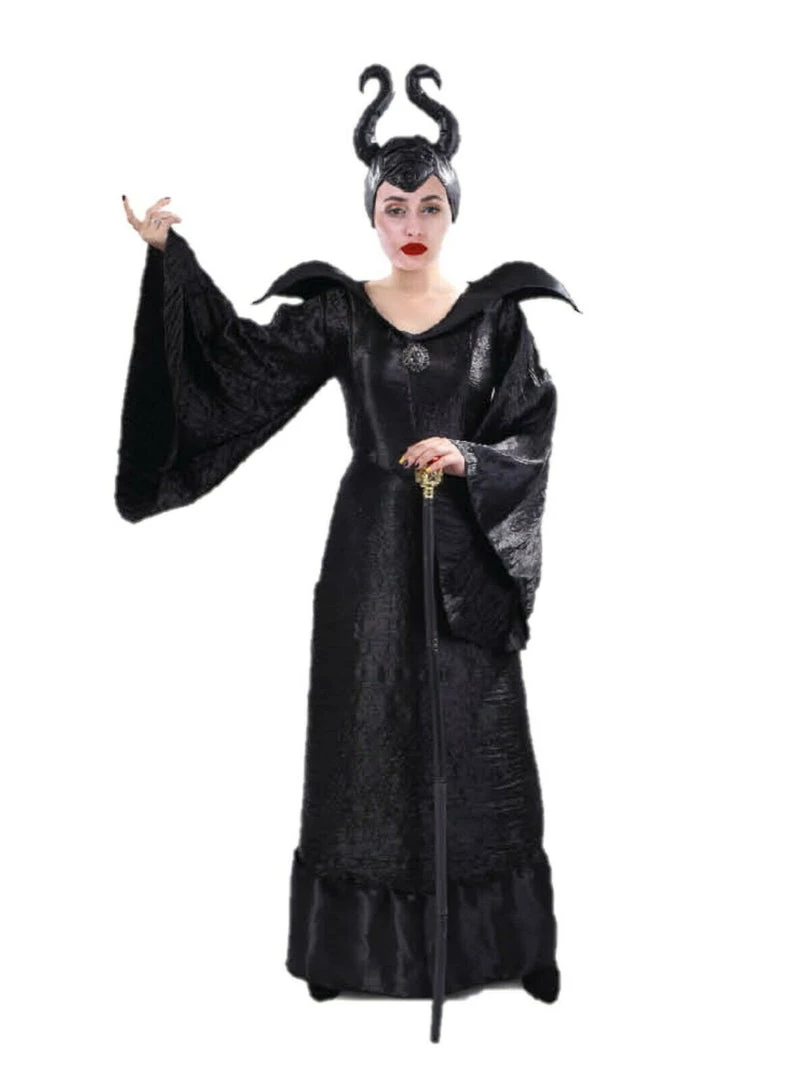 JD Adult Womens Maleficent Mistress Of Evil Queen Headpiece Halloween Black Cape 1 JD Adult Womens Maleficent Mistress Of Evil Queen Headpiece Halloween Black Cape