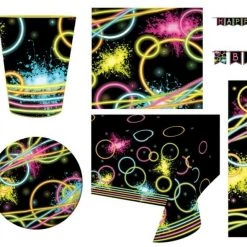 Balloon Agencies Glow Party Theme Beverages Tablecover Plates Cups Banner Balloons Party Supplies